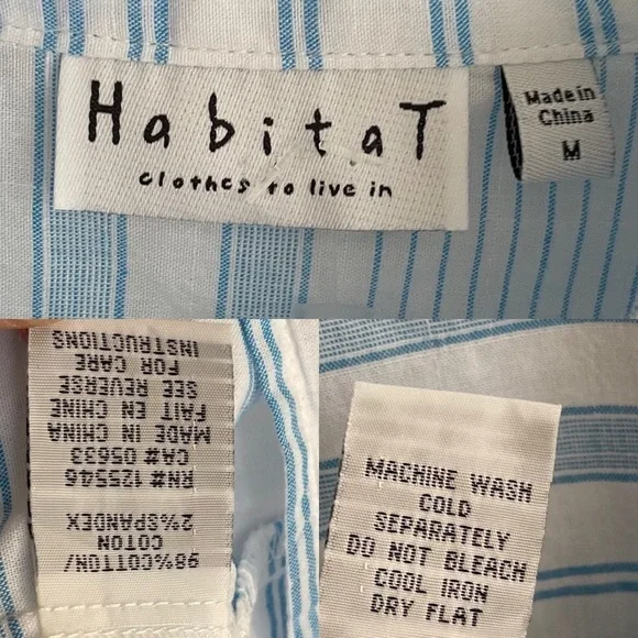 HABITAT Clothes to Live In Cotton Striped Oversized Blouse Blue White M - Picture 6 of 6